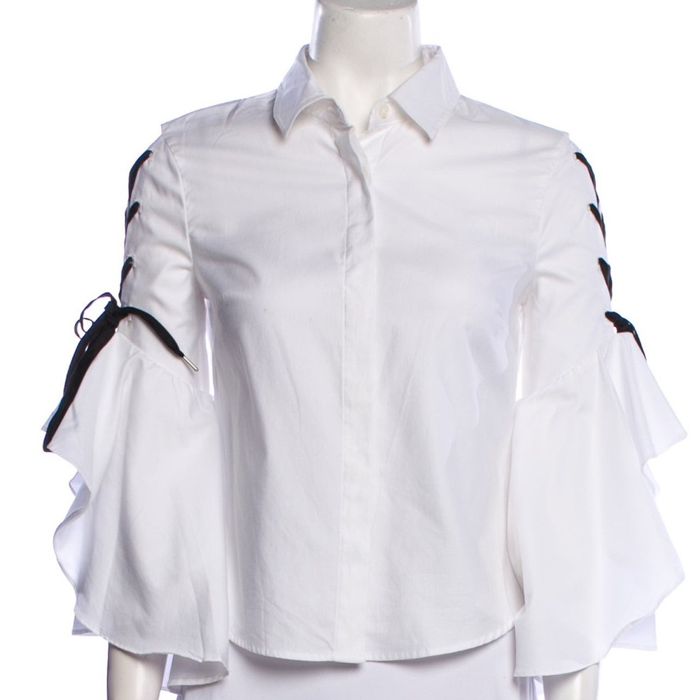 Jonathan Simkhai White Shirt with Ruffle Sleeves